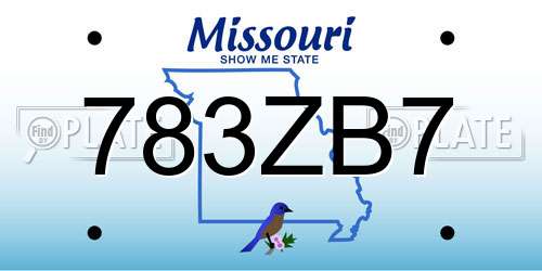 783ZB7 Missouri License Plate