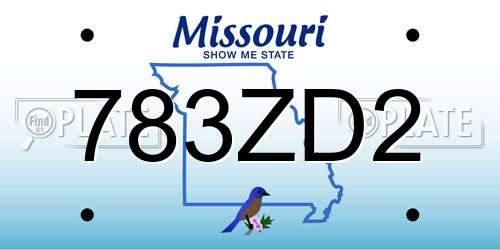 783ZD2 Missouri License Plate