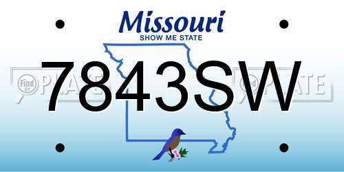 7843SW Missouri License Plate
