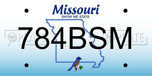 784BSM Missouri License Plate