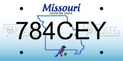 784CEY Missouri License Plate