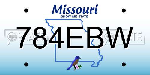 784EBW Missouri License Plate