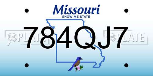 784QJ7 Missouri License Plate