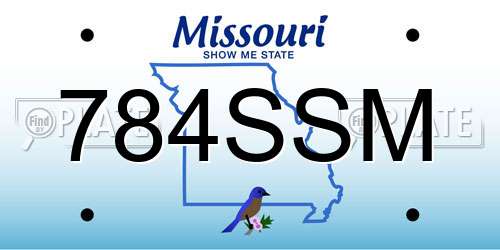 784SSM Missouri License Plate