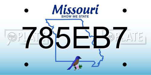 785EB7 Missouri License Plate