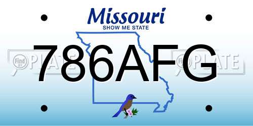 786AFG Missouri License Plate