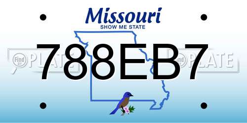 788EB7 Missouri License Plate
