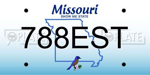 788EST Missouri License Plate