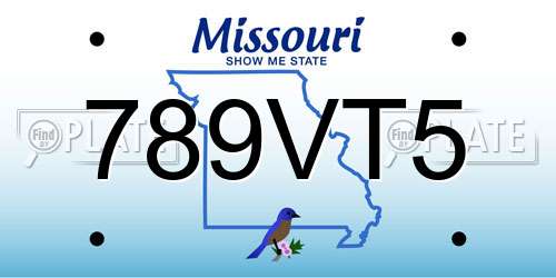 789VT5 Missouri License Plate