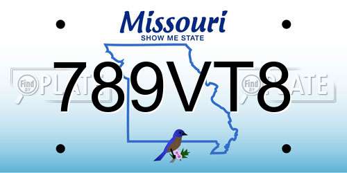 789VT8 Missouri License Plate