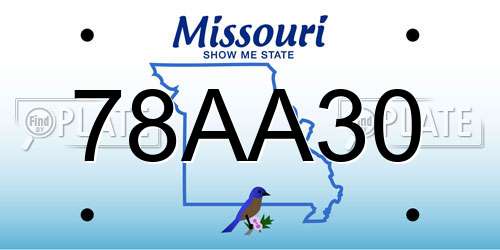78AA30 Missouri License Plate