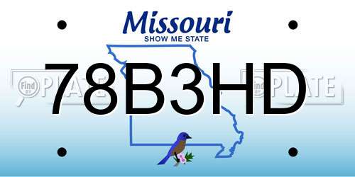 78B3HD Missouri License Plate