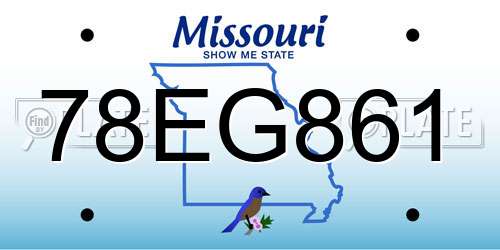 78EG861 Missouri License Plate