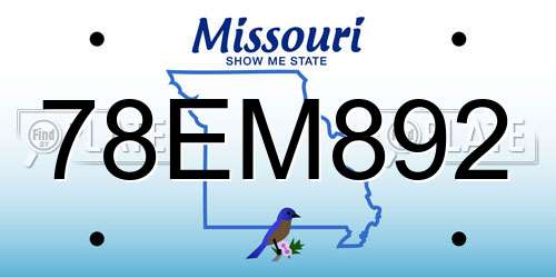 78EM892 Missouri License Plate