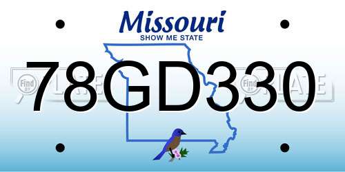 78GD330 Missouri License Plate