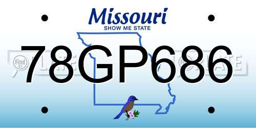 78GP686 Missouri License Plate