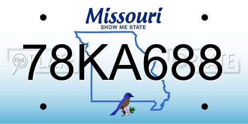 78KA688 Missouri License Plate