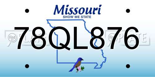 78QL876 Missouri License Plate