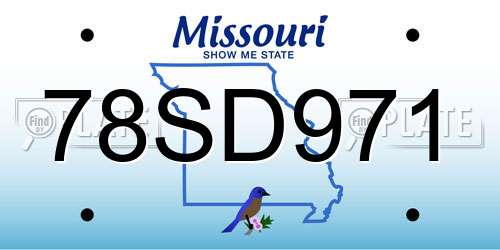 78SD971 Missouri License Plate