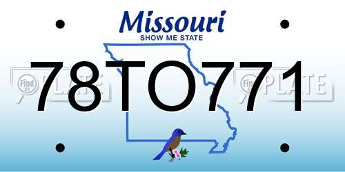 78TO771 Missouri License Plate