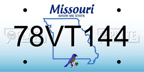 78VT144 Missouri License Plate