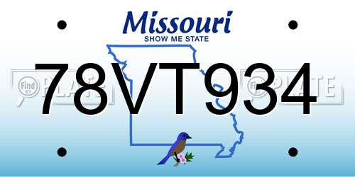 78VT934 Missouri License Plate