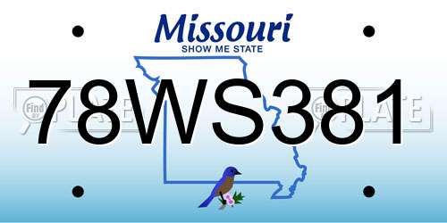 78WS381 Missouri License Plate