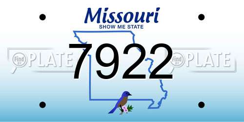 7922 Missouri License Plate