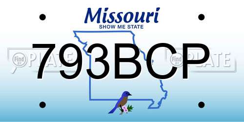793BCP Missouri License Plate
