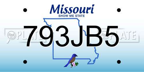 793JB5 Missouri License Plate