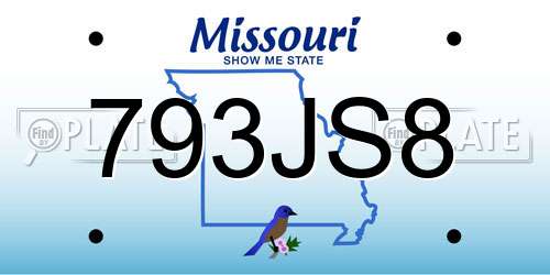 793JS8 Missouri License Plate