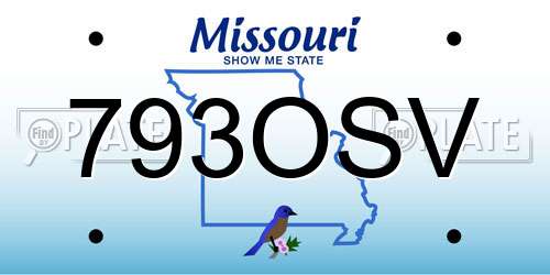 793OSV Missouri License Plate