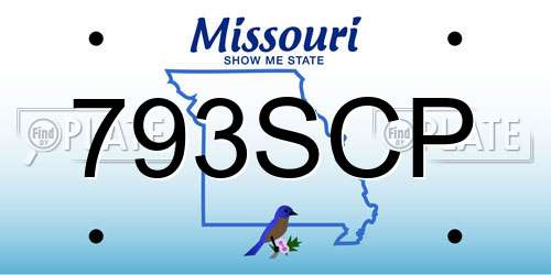 793SCP Missouri License Plate