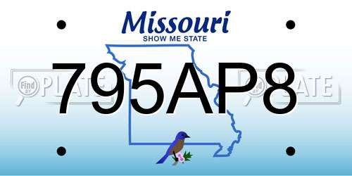 795AP8 Missouri License Plate