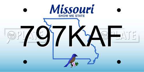 797KAF Missouri License Plate