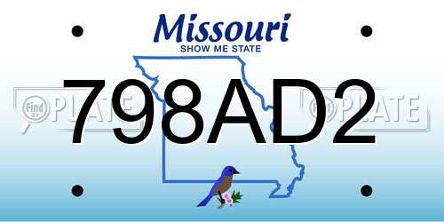 798AD2 Missouri License Plate