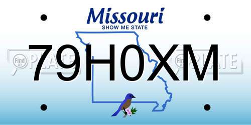 79H0XM Missouri License Plate
