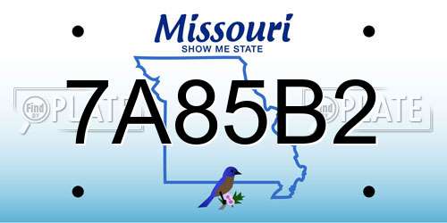7A85B2 Missouri License Plate