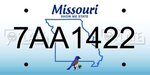 7AA1422 Missouri License Plate