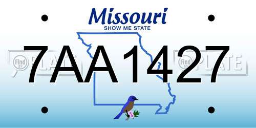 7AA1427 Missouri License Plate