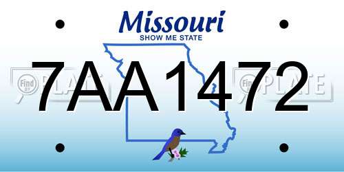 7AA1472 Missouri License Plate