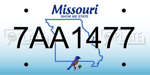 7AA1477 Missouri License Plate