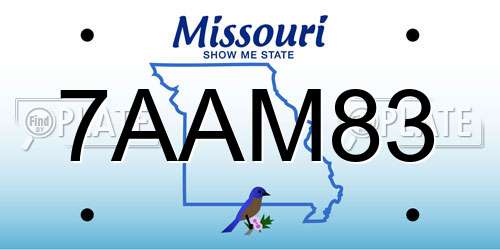 7AAM83 Missouri License Plate