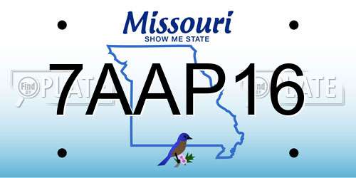 7AAP16 Missouri License Plate
