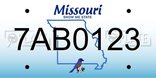 7AB0123 Missouri License Plate