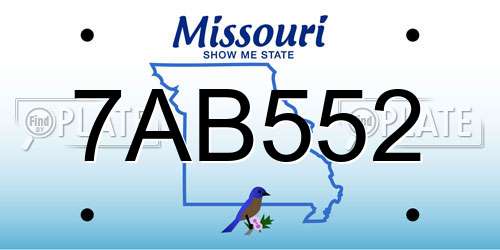 7AB552 Missouri License Plate