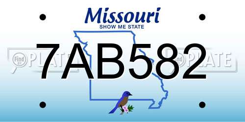 7AB582 Missouri License Plate
