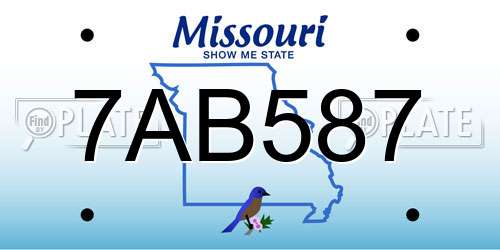 7AB587 Missouri License Plate