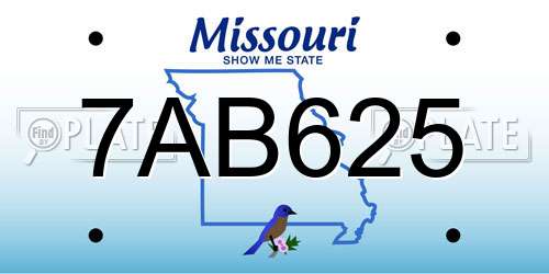 7AB625 Missouri License Plate
