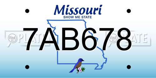 7AB678 Missouri License Plate